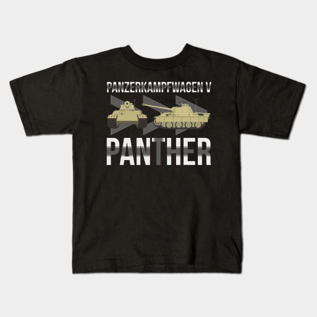 German medium tank Pz-V Panther Kids T-Shirt by FAawRay